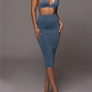 JLUXLABEL x Nat & Liv Denim Hacienda High Waist Skirt NWT